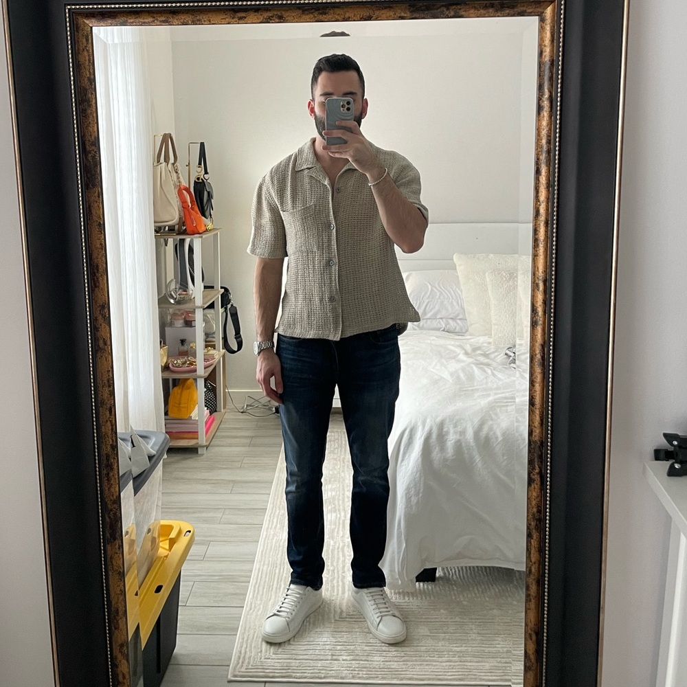 FRAME Men's Linen Open Weave Overshirt